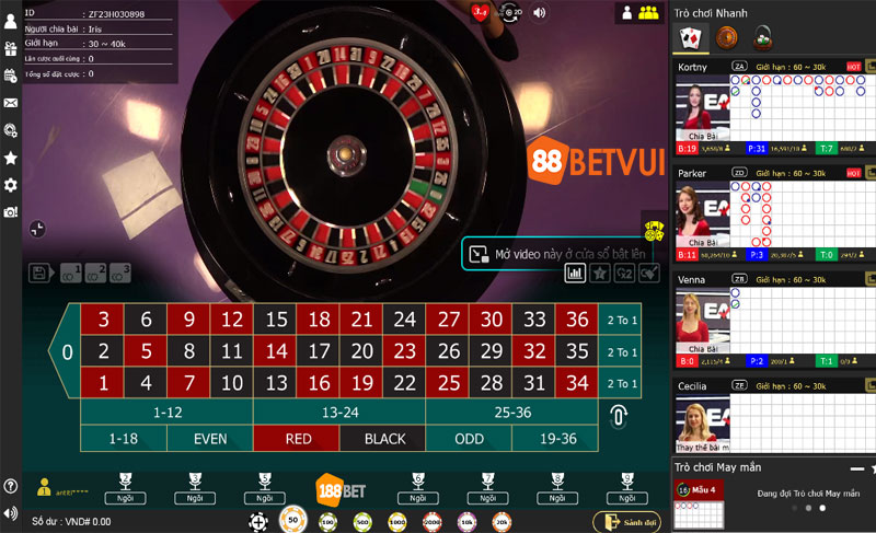 Bàn chơi Roulette tại sảnh đế vương