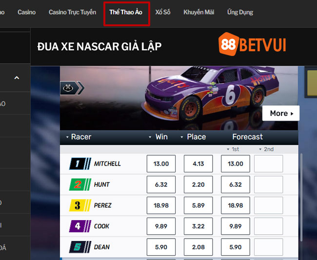 Chọn vào đua xe Nascar