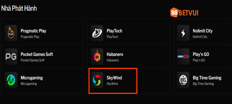 Nhấn vào nhà cung cấp SkyWind