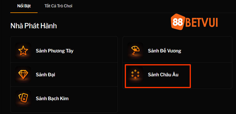 Nhấn vào sảnh châu âu