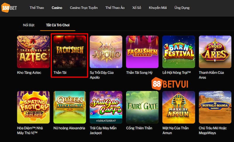 Nhấn chọn game slot Thần Tài