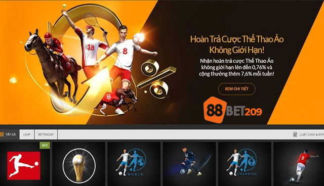 Hoàn trả cược tại thể thao ảo 188bet