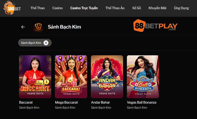 Đặt cược tại trò chơi baccarat sảnh bạch kim