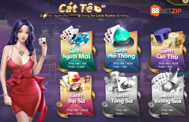 Phòng chơi bài cát tê trực tuyến tại 88bet