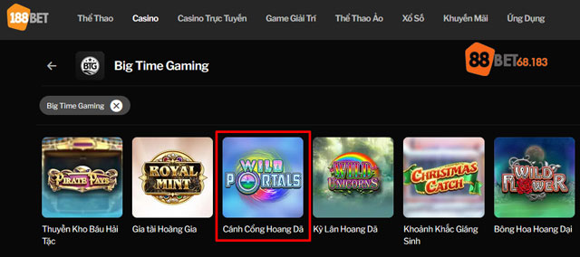 Tìm game trong sảnh Big Time Gaming