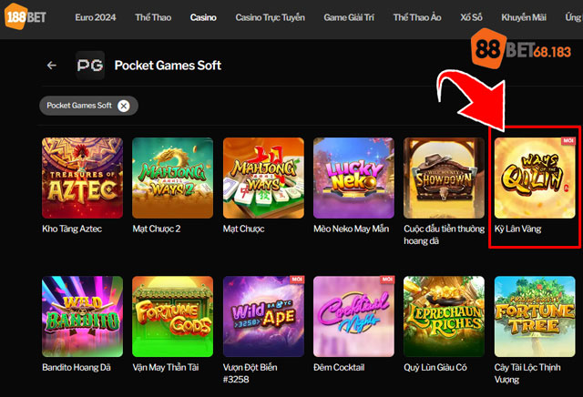 Slot game kỳ lân vàng do pocket games soft phát hành