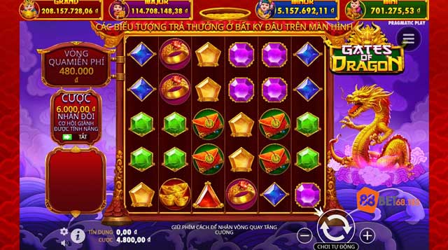 Giao diện game slot Gates of Dragon