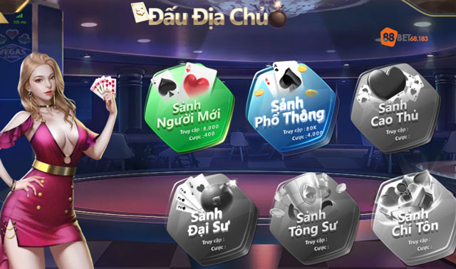 Giao diện chơi game đấu địa chủ online tại 88bet