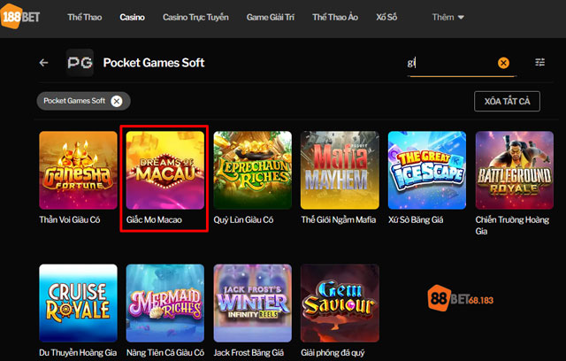 Thông tin về slot Giấc Mơ Macao từ Pocket Games Soft