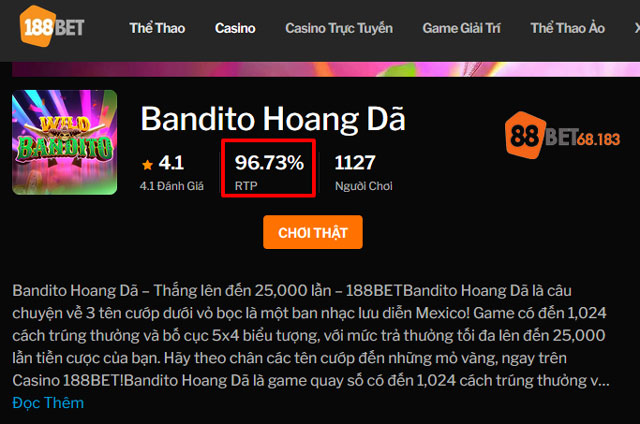 Tỷ lệ RTP của game là trên 96%